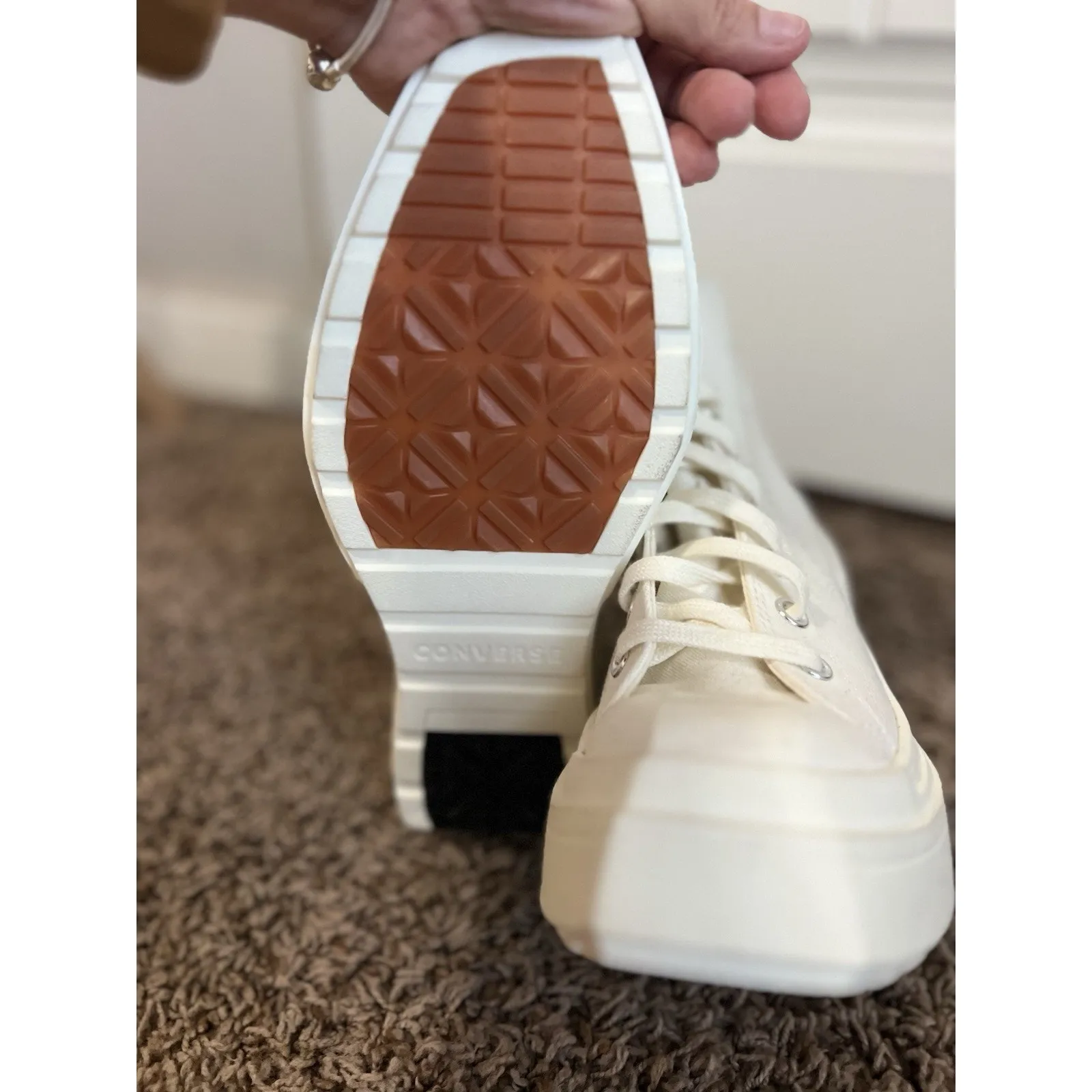 Converse Run Star Motion High Top Egret Platform Wedge Canvas Sneakers 7.5 - Image 5