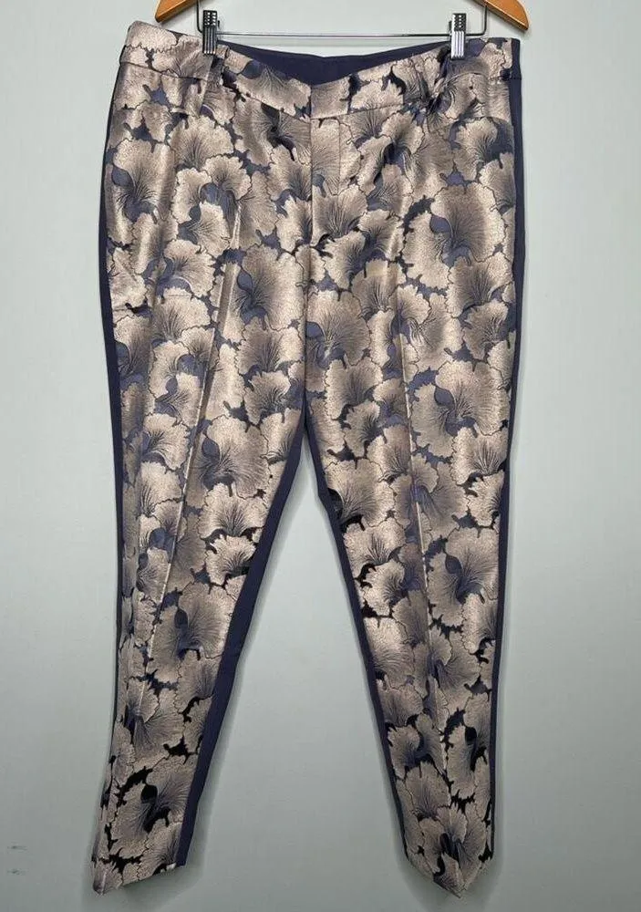 Eloquii Gold Grey Kady Fit Brocade Metallic Pants Grey and Gold Size 16 - Image 1