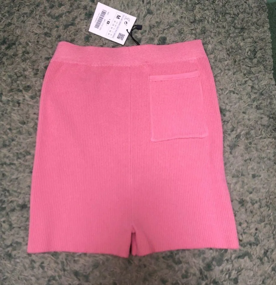 NWT ZARA INDITEX PINK RIBBED SHORTS - Image 4