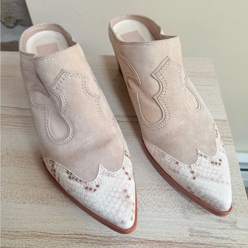 Dolce Vita Western Mule Heels White Size 11 - Image 2