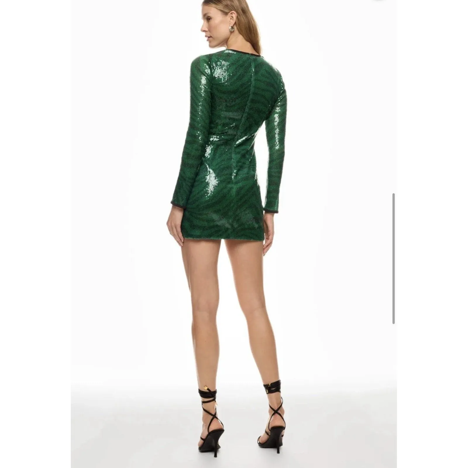 The Wolf Gang Brillo Sequin Dress in Green, Size M Green Size M - Image 3