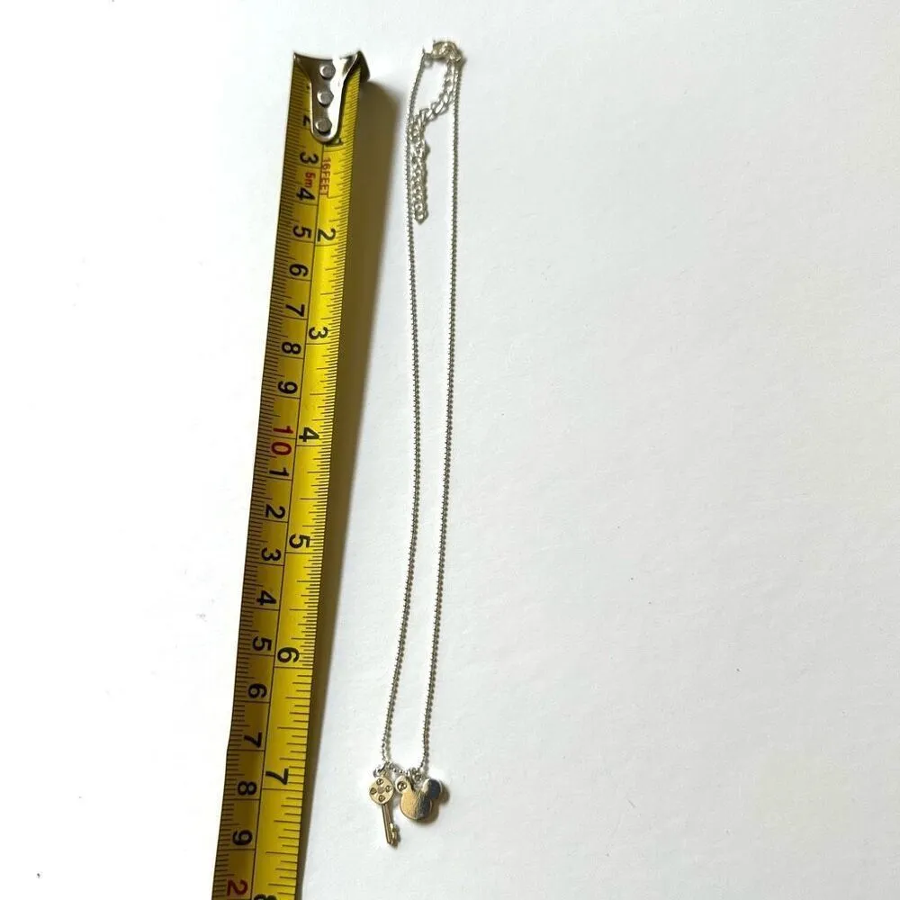 Disney silver tone Mickey and key pendant necklace - Image 6