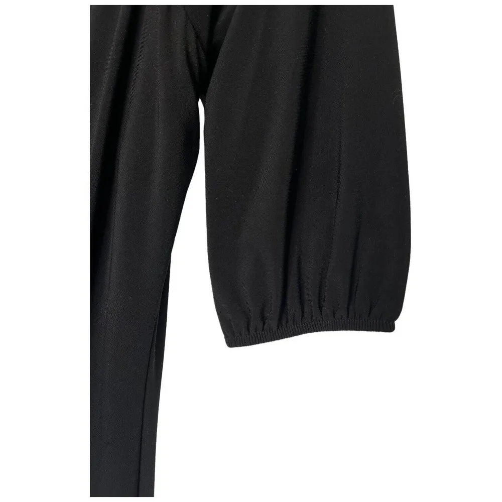 WHBM White House Black Market Bubble Hem Half Sleeve Scoop Neck Dress Black M - Image 3