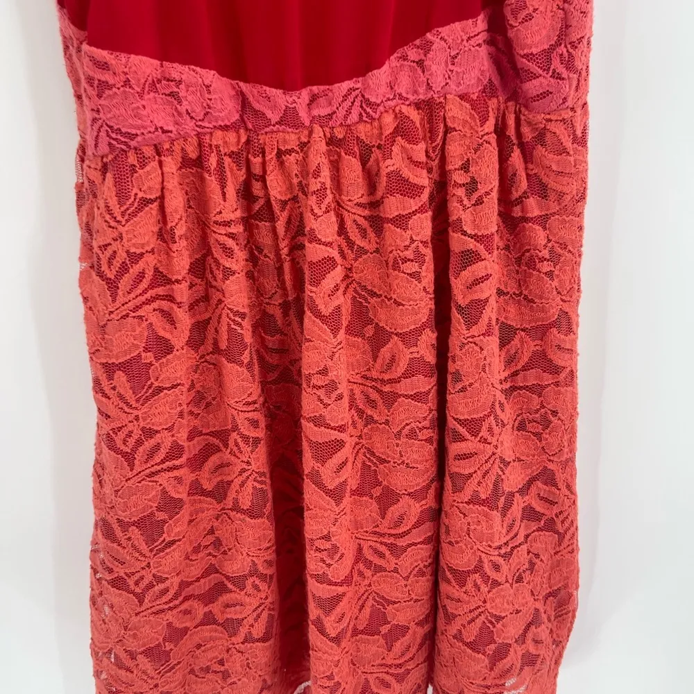 URBAN OUTFITTERS Pins and Needles Dress Red-Orange Lace Overlay Cute size medium - Image 8