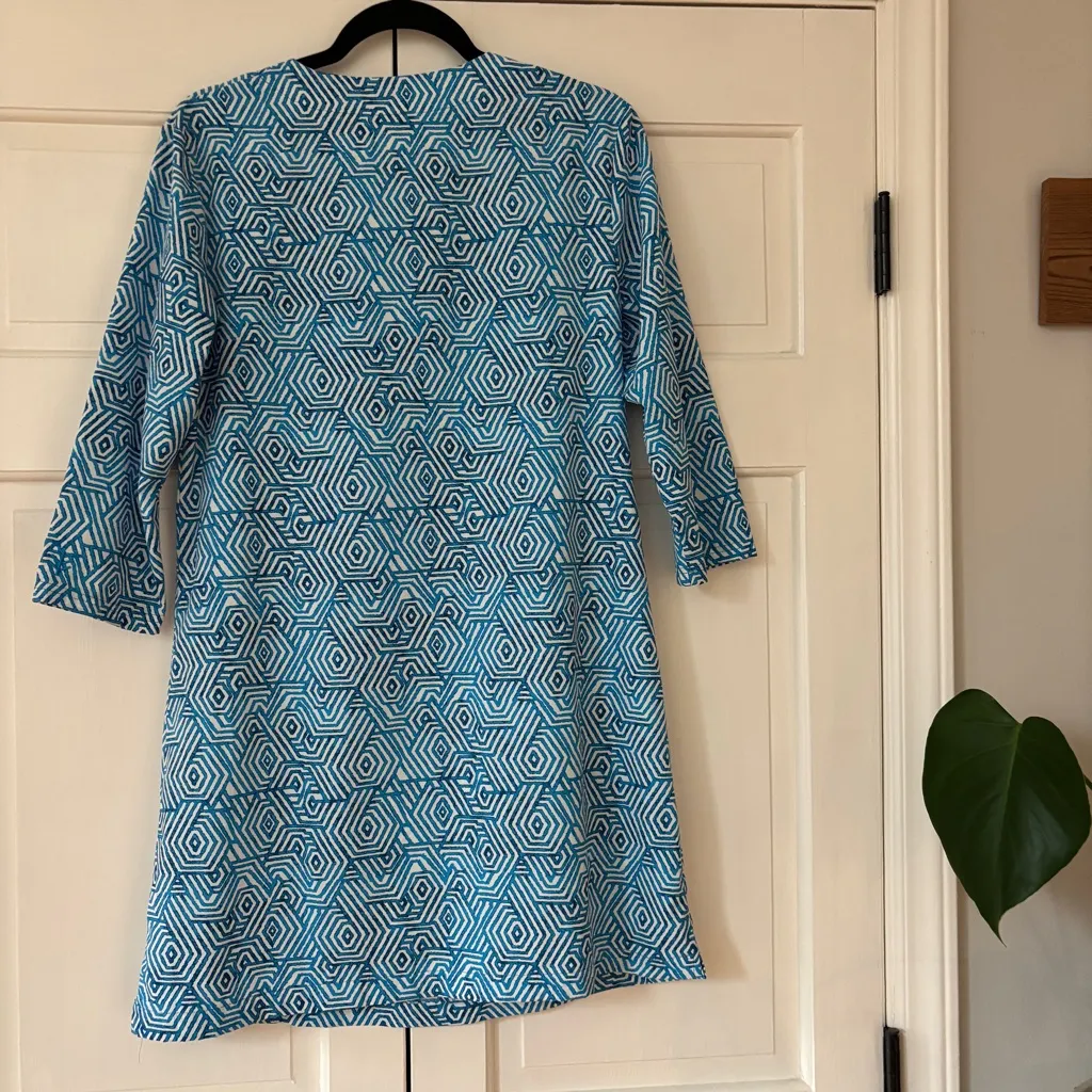 Coolibar Oceanside Tunic Dress Size Small UPF +50 Sun Protection Vacation Resort Blue - Image 7