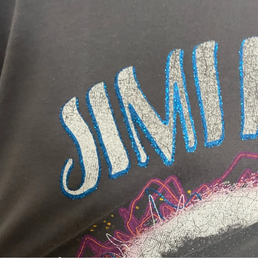 Authentic Hendrix Jimi Hendrix Tee Shirt Graphic Sparkle Glitter Grey Blue Size XXL - Image 3