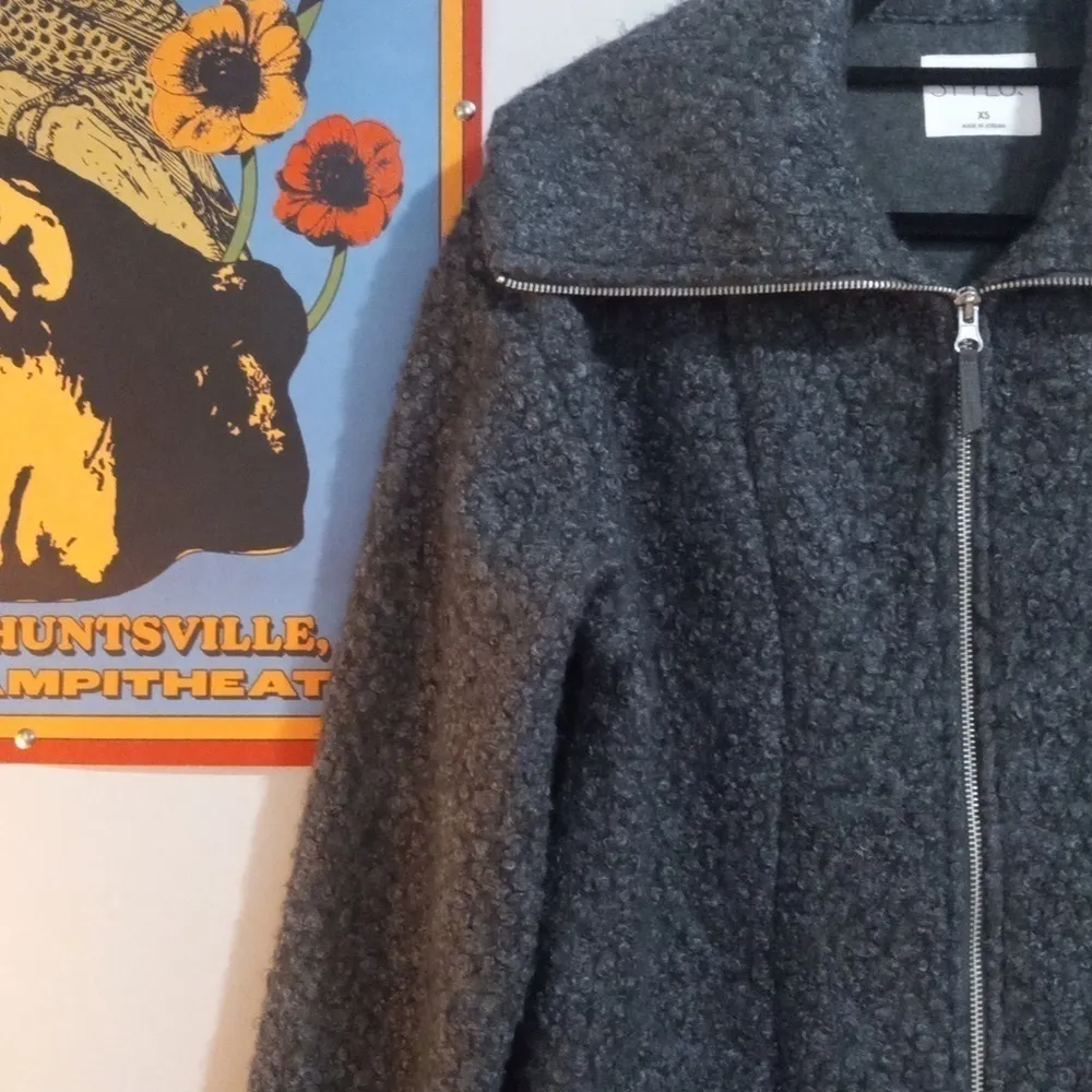 Stylus Charcoal Gray Boucle Teddy Midweight Zip Up Jacket Size XS - Image 14