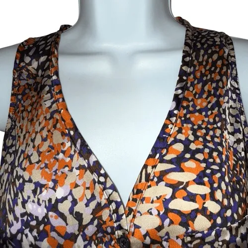 HALE BOB Orange and Purple Patterned V-Neck Sleeveless‎ Top NWOT Size Smal - Image 3