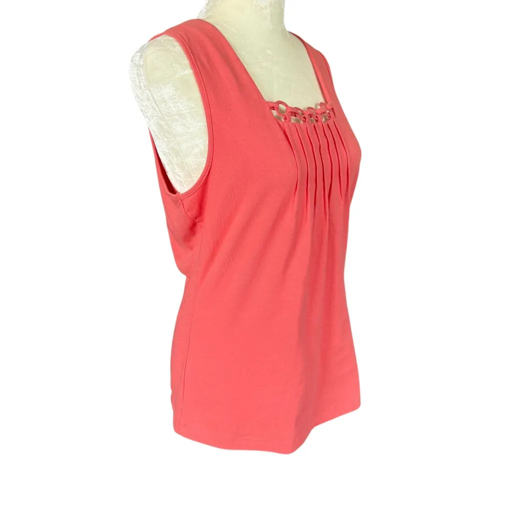 R.Q.T Petite women's peach sleeveless pleated stretchy tank top Size no size - Image 2