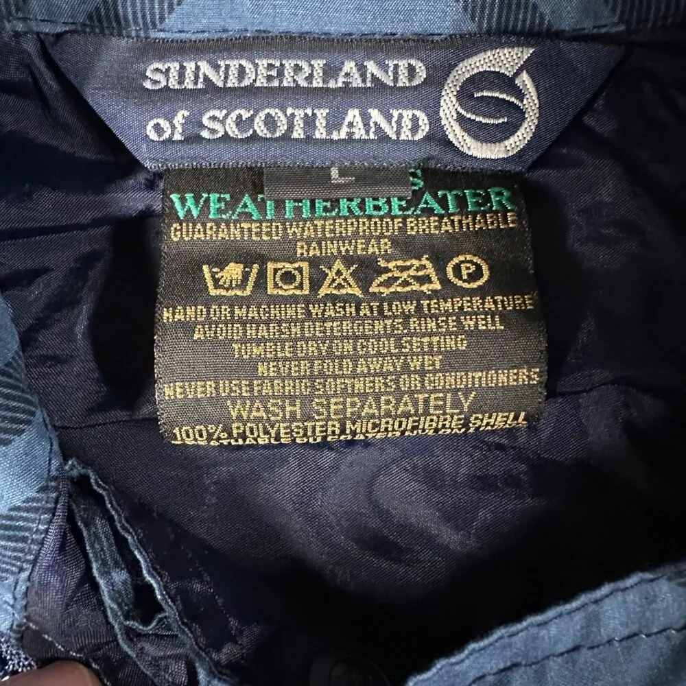 Sunderland of Scotland Cygnet Ladies L Blue Plaid Pullover Weatherbeater 1/4 Zip Size L - Image 9