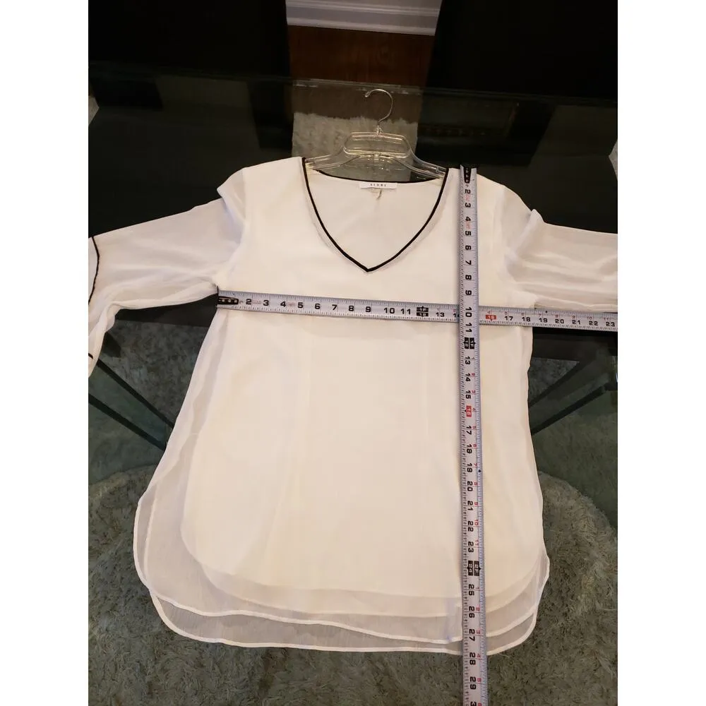 Sioni Blouse Women Medium White V Neck Long Sleeve Sheer Bell Sleeve Top - Image 10