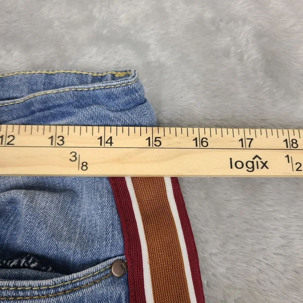 Dollhouse High Waist Skinny Jeans Size 13 W31 L27 Light Wash Denim, Striped Side - Image 3