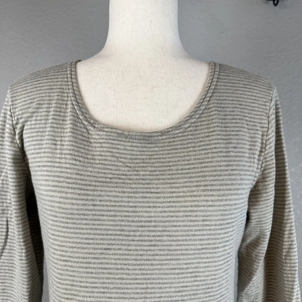 Cut Loose Womens Tunic Top Dress Size S Gray Cotton Knit Dot Stripe Pockets - Image 2