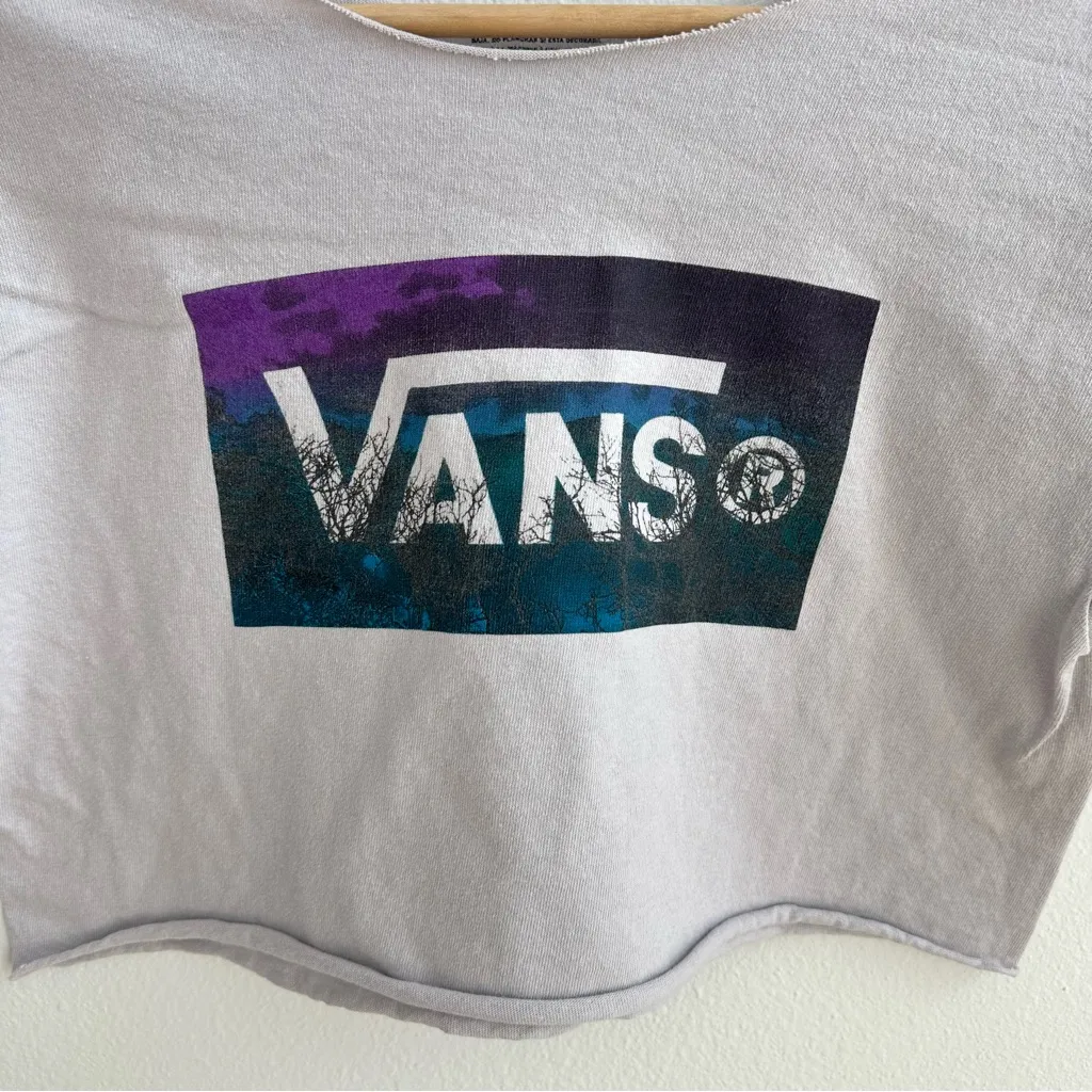 Vans Gray Off the Shoulder Crop Top - Image 3