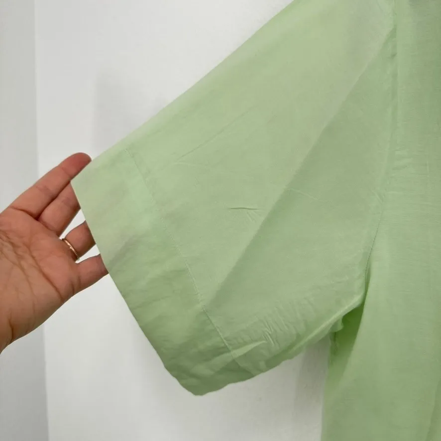 Open Edit‎ Relaxed Fit Button Front Light Green Camp Shirt Notched Collar Size M - Image 3