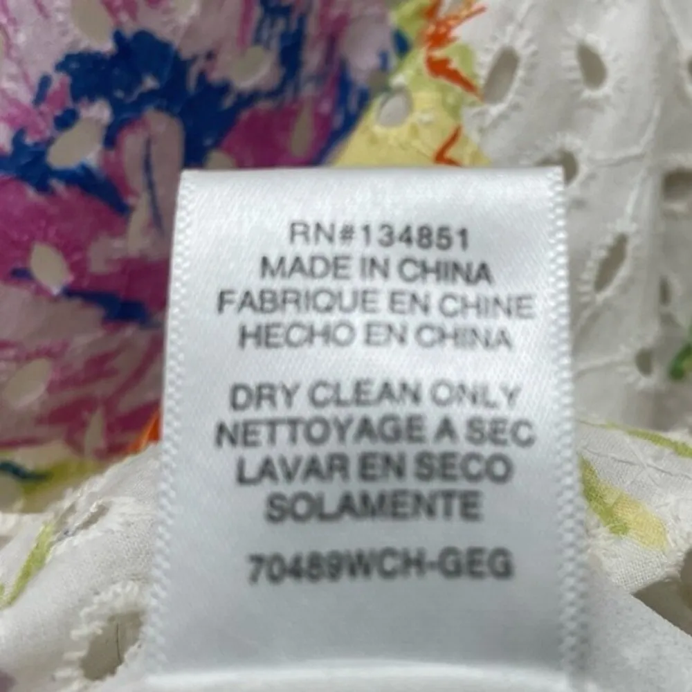 Wayf Top Floral Eyelet Wrap Front Puff Sleeve Cream Blouse Women’s Size Medium - Image 10