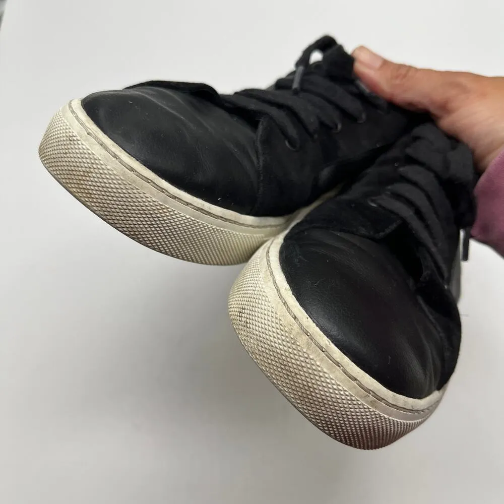 Vince Women's Anette Black Leather Suede Snakeskin Lace Up Sneakers Size 9 - Image 7