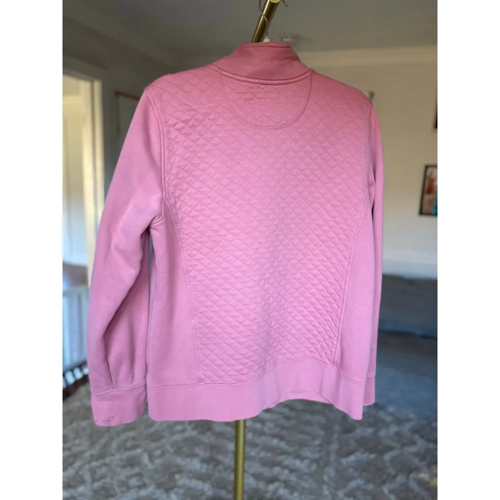 L.L. Bean Pink Quilted Jacket Gold Full-Zip Granola Classic Hiking Preppy Cozy L - Image 3