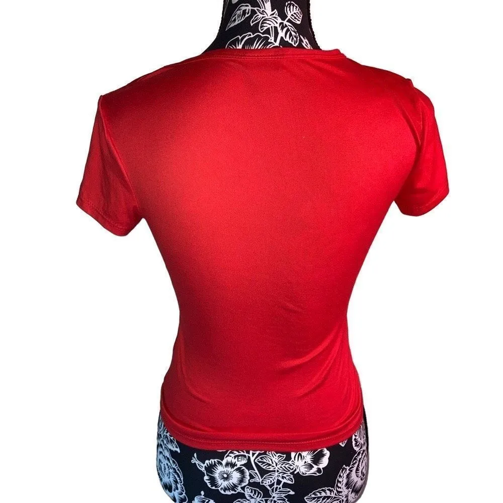 Rue 21 Crop Top Tie Front T Shirt Neon Stretchy Beach Coastal Spring Summer Cute - Image 3