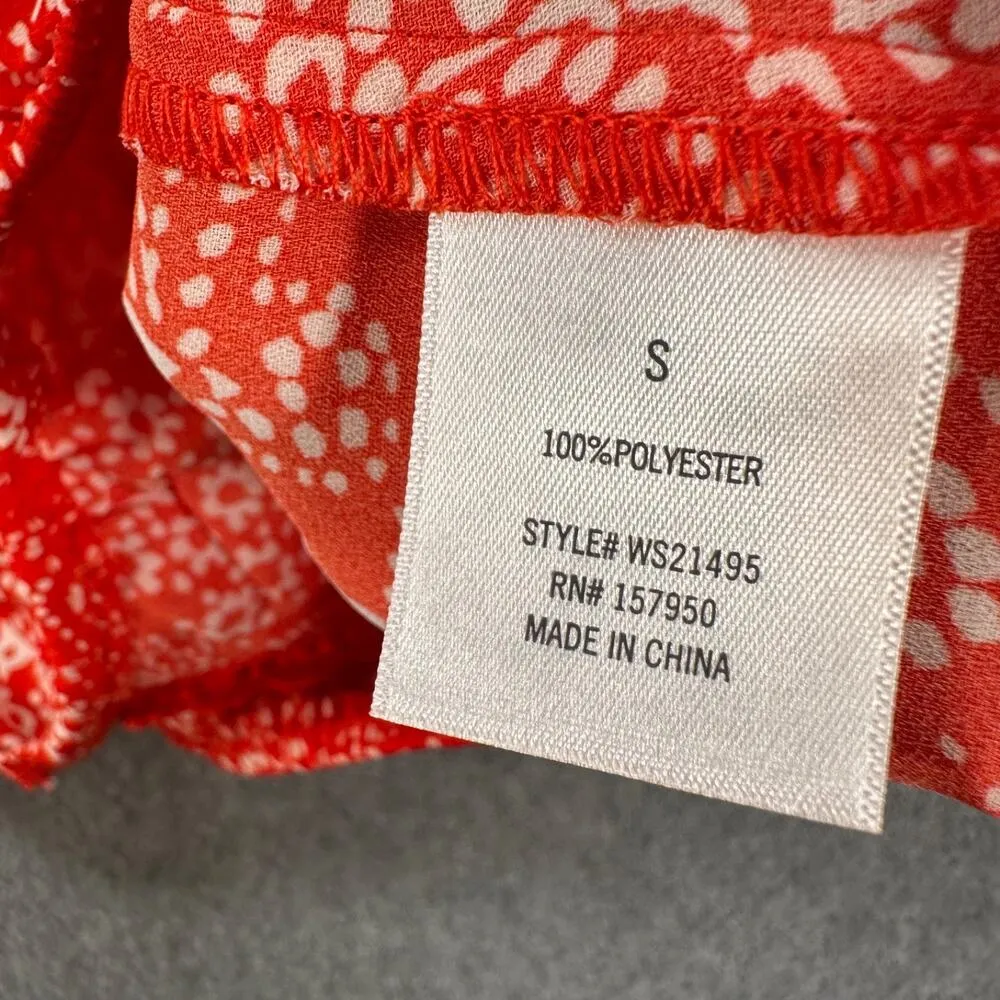 Blue Rain Faux Wrap Top Women's Small Red Paisley Lace Trim V-Neck 3/4 Sleeve - Image 3