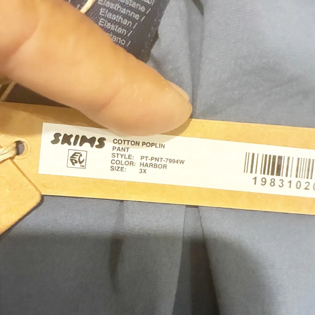 SKIMS Plus Size 3X Midnight Blue Cotton-blend poplin wide-leg pants Harbor NEW - Image 4