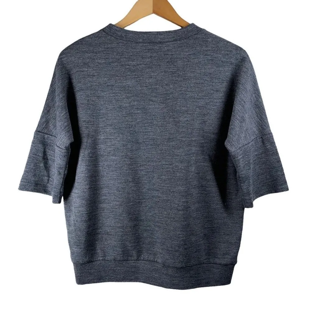Derek Lam Charcoal Gray Short Sleeve Crew Neck Sweatshirt Size Small - Image 3
