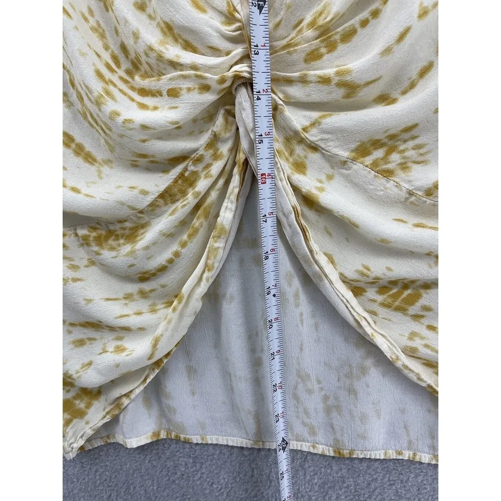 Kare Kane Women's Blouse V Neck Cropped Yellow Tie Dye Size XS USA Made - Image 6