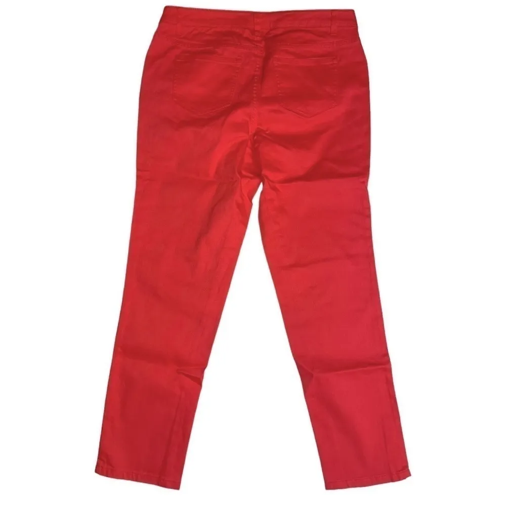 Plus Size 14W Coral Red Slim Fit High Rise Stretch Jeans New Summer Pants - Image 2