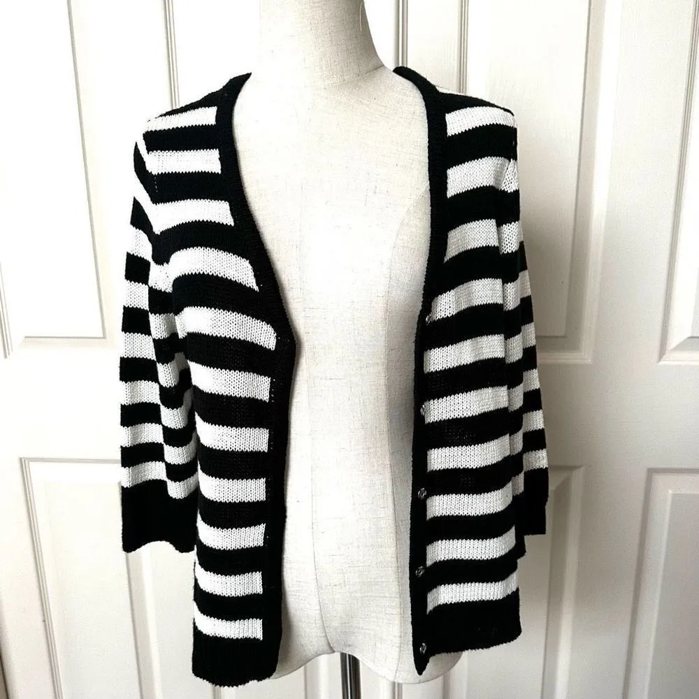 NY Collection black and white striped cardigans - Image 7