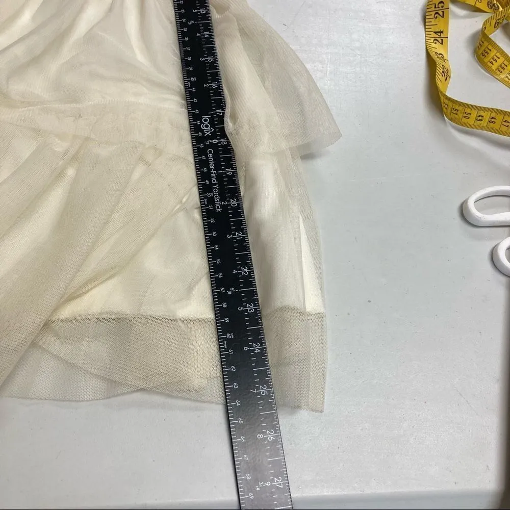 POOF‎ COUTURE Women’s Ivory Three Tier Ruffle Dress Size Medium - Image 4