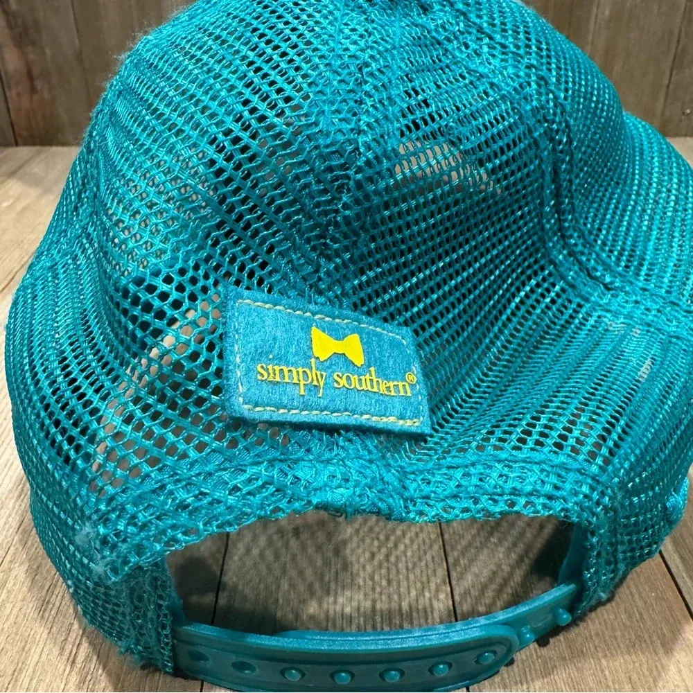 Simply‎ Southern Low Profile Trucker Hat Teal & Camo w/ Pineapple Logo - Image 5