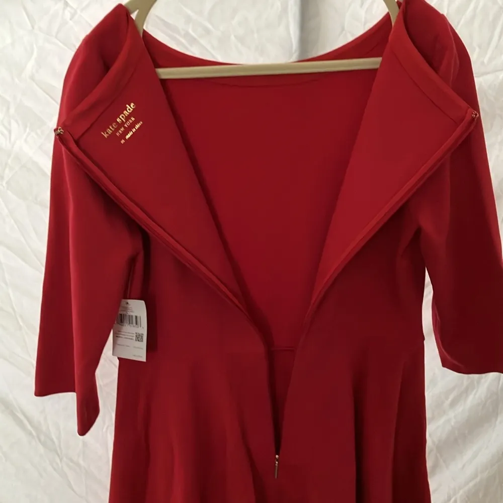 Kate Spade: Red Boat Neck Ponte Dress- pockets- fit & flare- M - Image 10