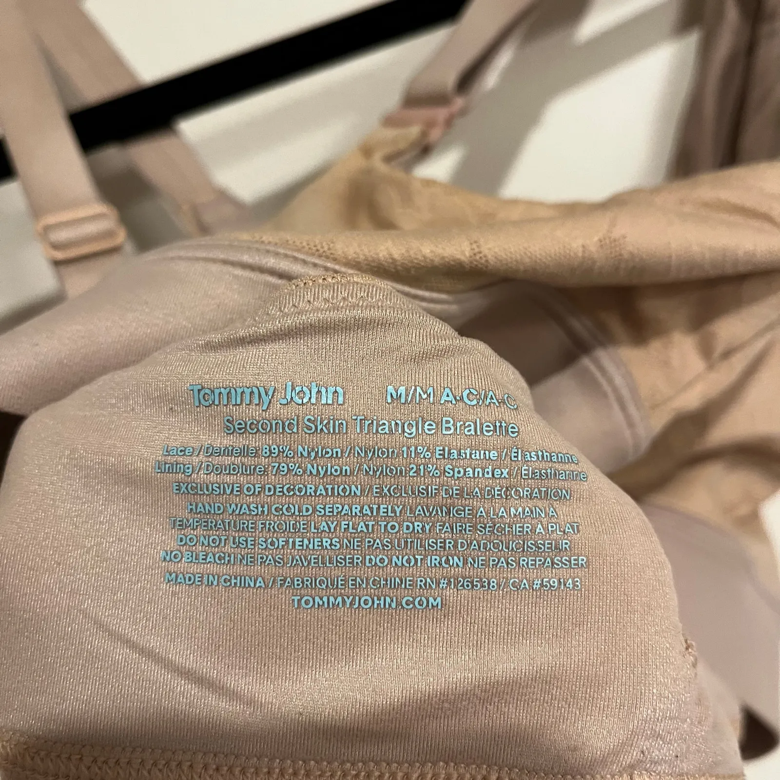 Tommy John Bra Second Skin Triangle Bralette Beige Nude Medium (A - Image 3