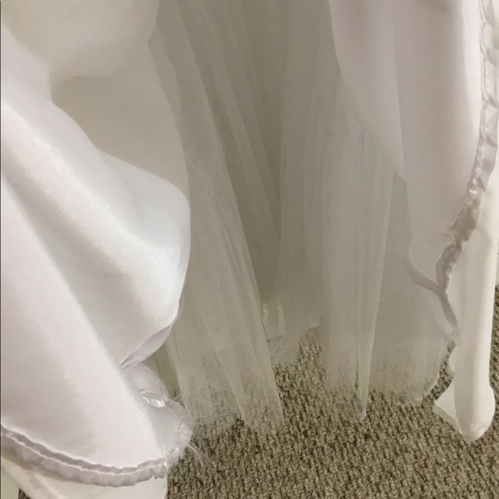 White Karishma Runched Wedding Formal Dress Prom Wedding Sparkly Sequins S Silver - Image 7