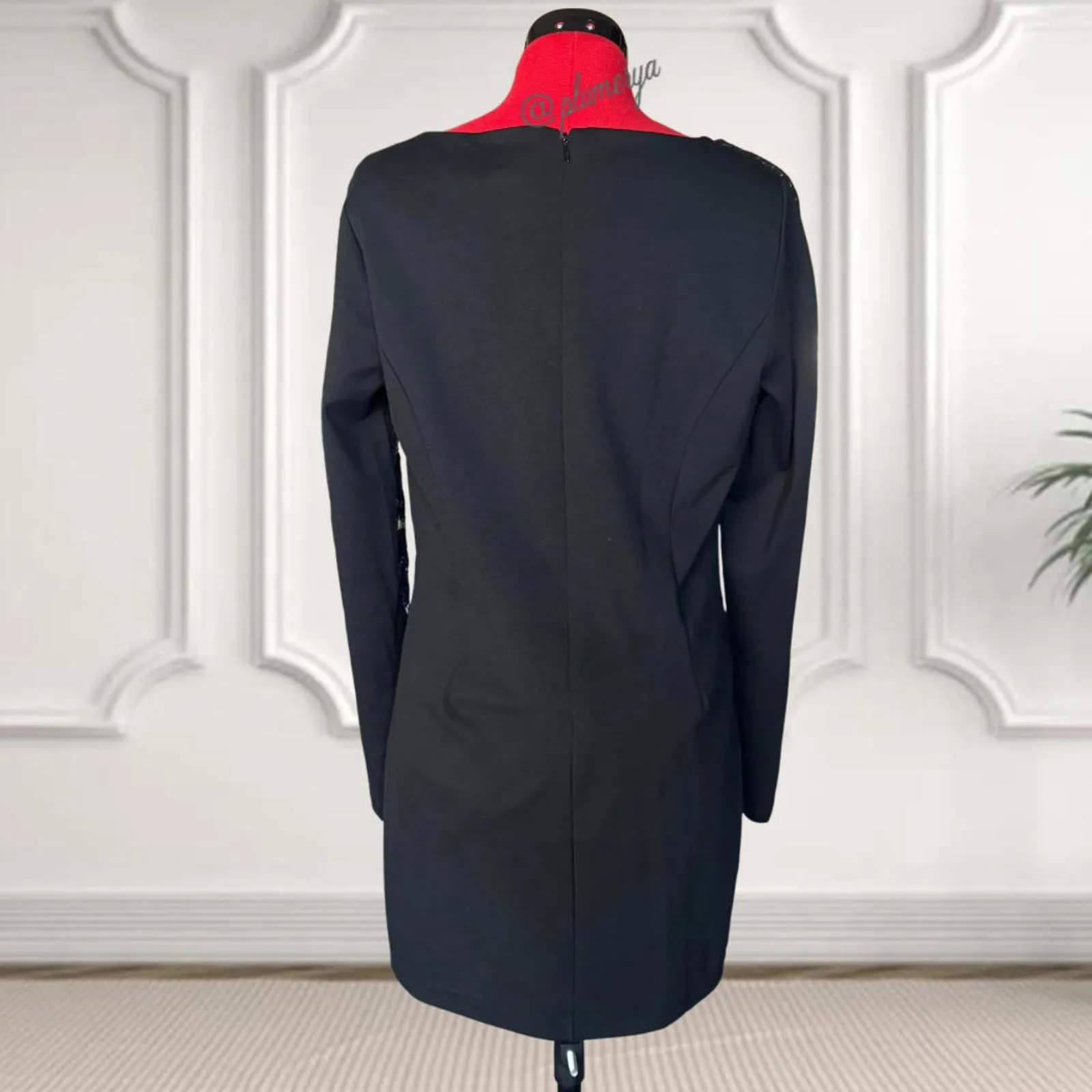 Jessica Simpson Black Lace-Trimmed Dress Size 12 - Image 2