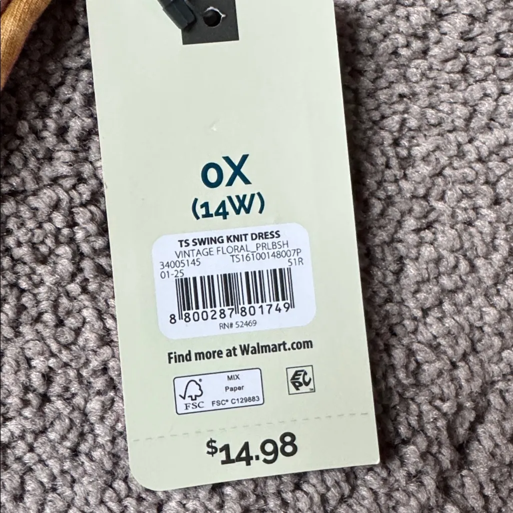 Terry & Sky T-Shirt Swing Knit Floral Dress SIZE 0X - Image 5