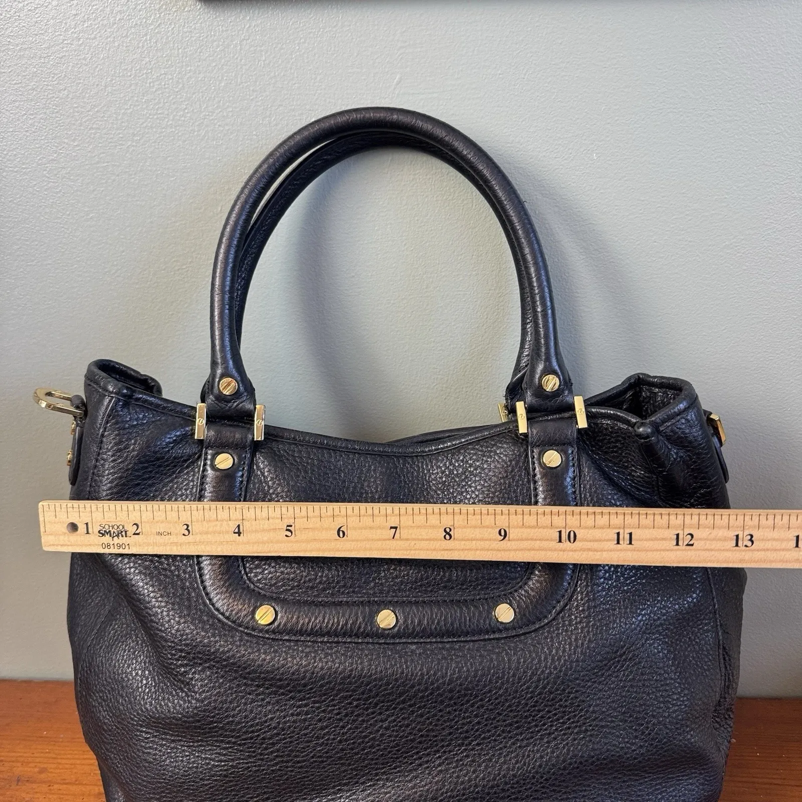 Tory Burch Amanda Hobo Bag Black Pebbled Leather Shoulder Tote W/ Dust Bag - Image 7