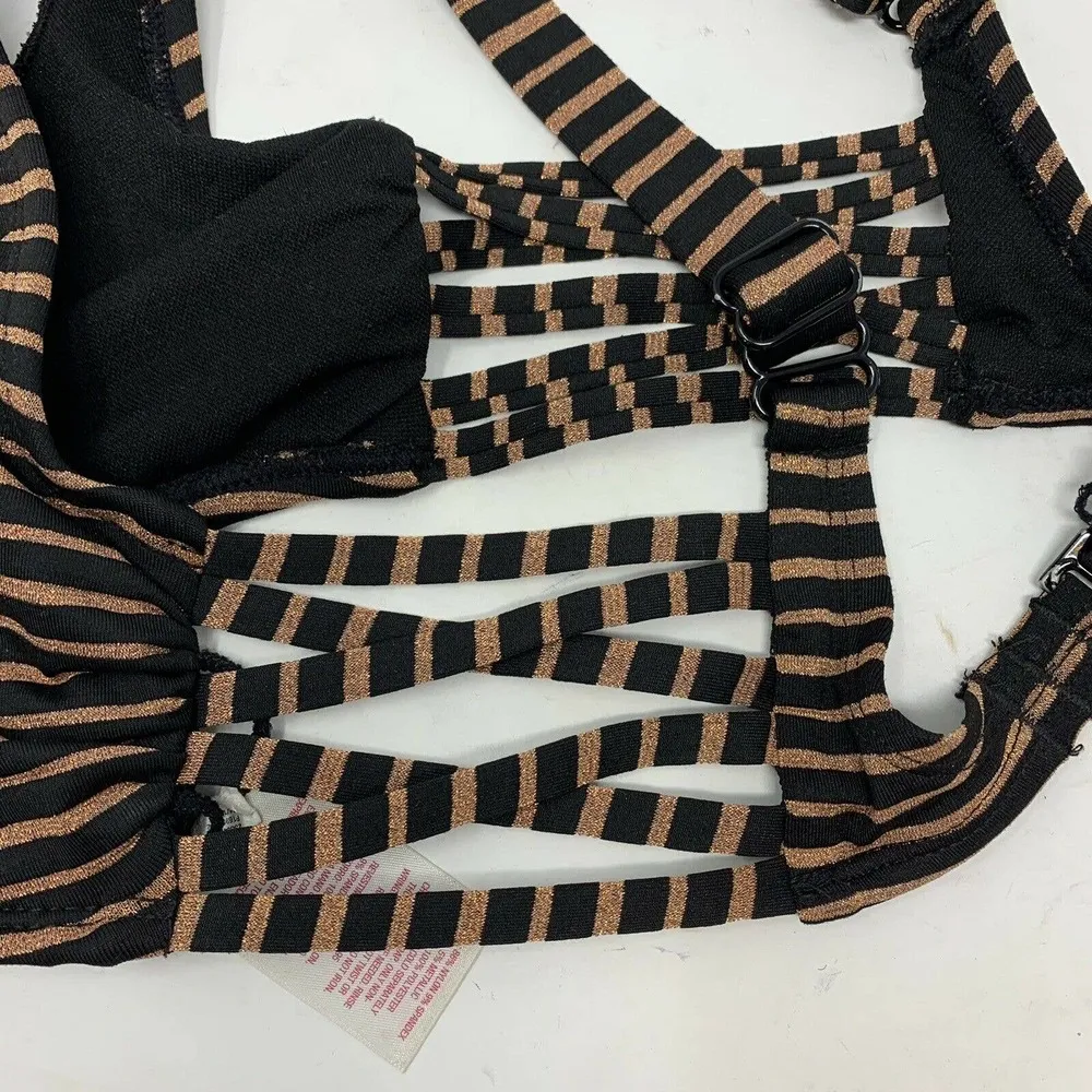 Xhilaration Brown Black Sparkly Bikini Top Small - Image 3