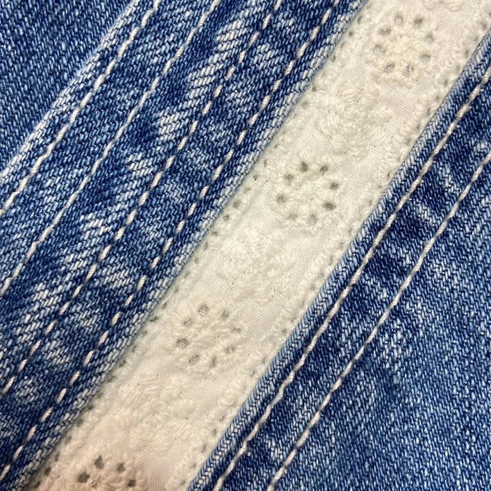 Free People Women’s Sweet Surrender High Waisted Crochet Pocket Denim Sh… - Image 5