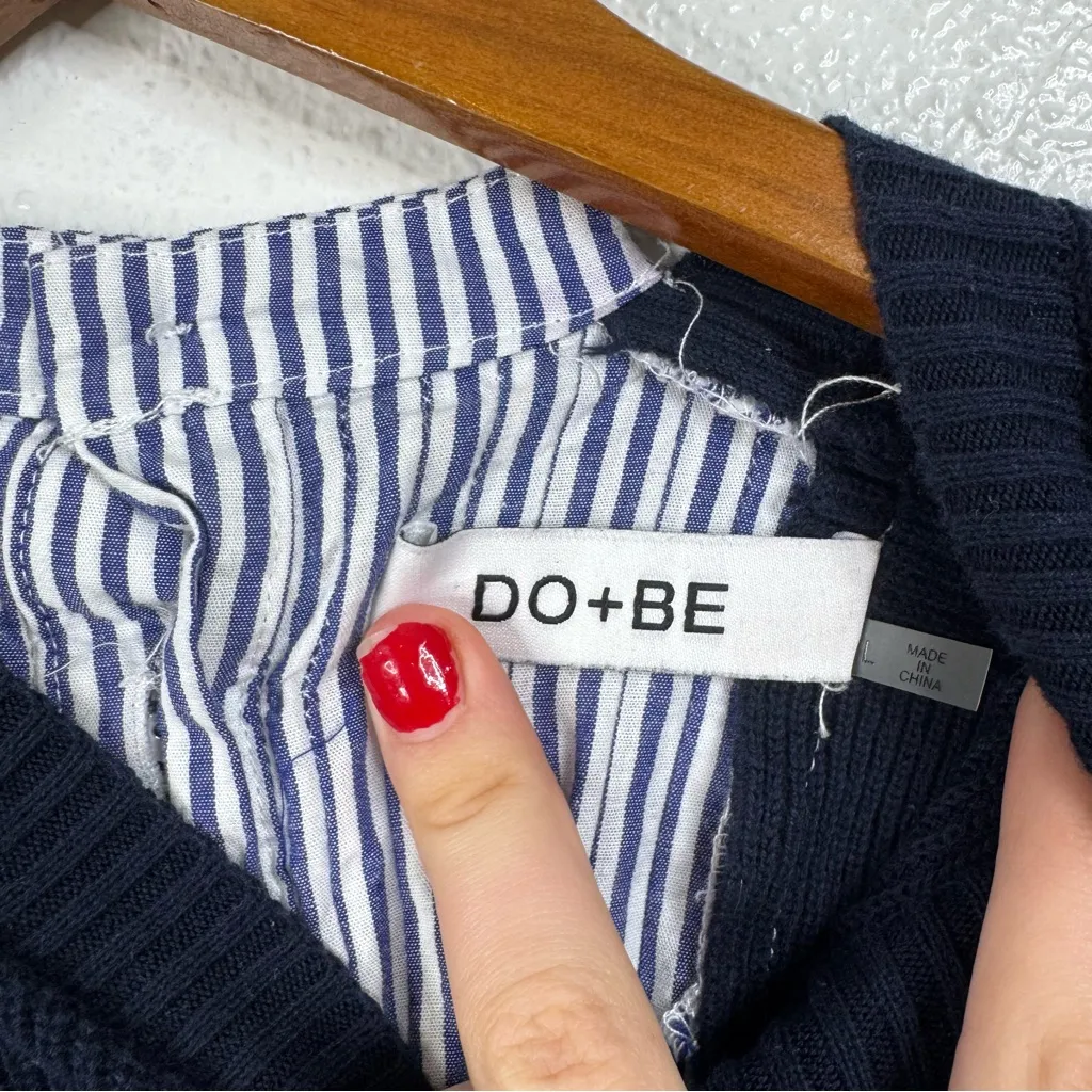 Do + Be Striped Sweater Shirt Combo Top Size Large - Image 4