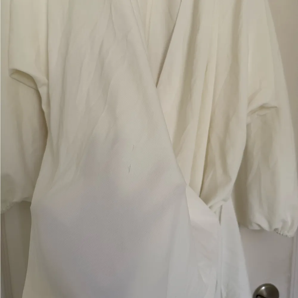 Amanda Uprichard Calabra Dress Surplice Long Sleeve Ivory Size L - Image 5