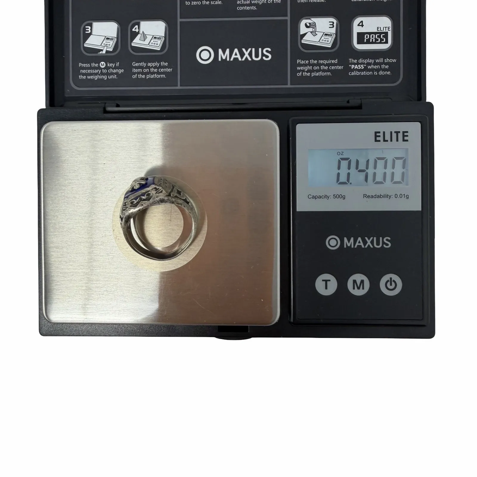 Vintage Herff Jones Sterling Silver Class Ring Blue Stone Heavy Statement Ring - Image 9