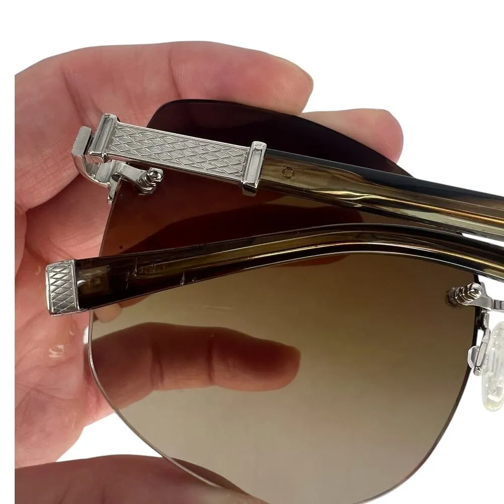 Barton Perreira Gloria Rimless Sunglasses in Tortoise, Silver, Whiskey Gradient Brown - Image 14