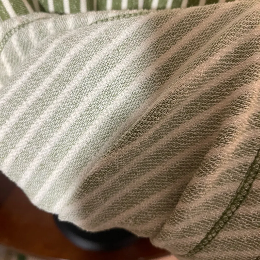 Anthropologie Pilcro Wharfside Striped Hooded Sweatshirt Olive Preppy Nautical - Image 13