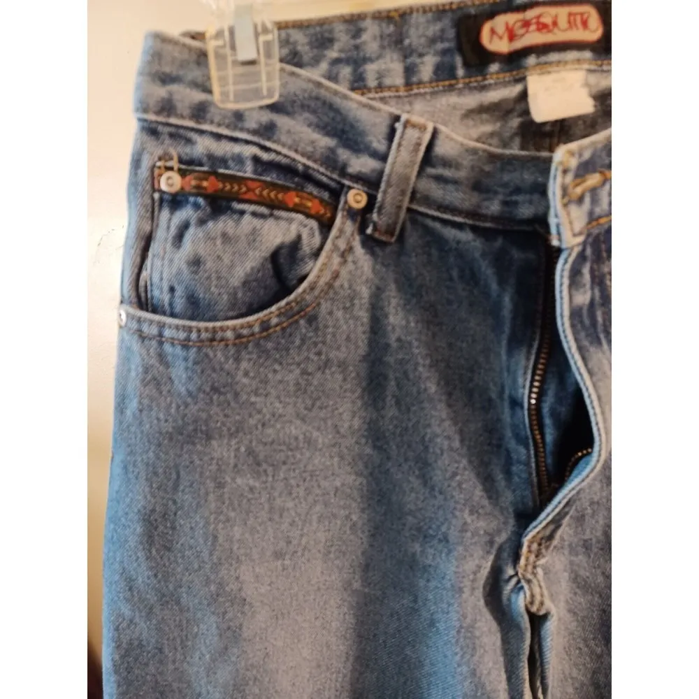 Mosquito Womens Jeans Size 5/6 Flare Embellished Hem Mid Rise 5 Pocket B… Blue - Image 3