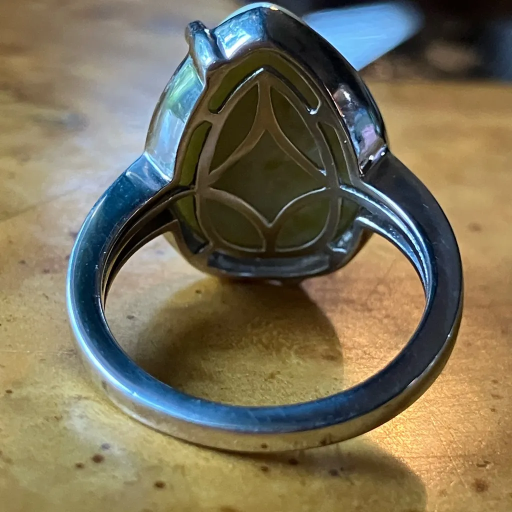 Natural Connemara Marble Sterling Silver Claddagh Ring Size 7 - Image 5