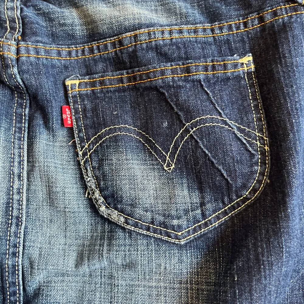 Levi’s VTG Y2K Distressed Denim Dark Wash Mini Skirt Adjustable Waist Plus Size - Image 5