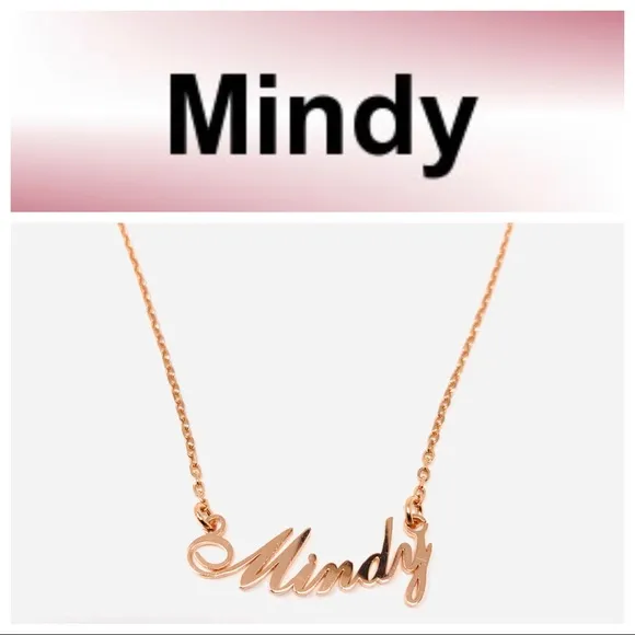 “MINDY” rose gold sterling silver name necklace - Image 2