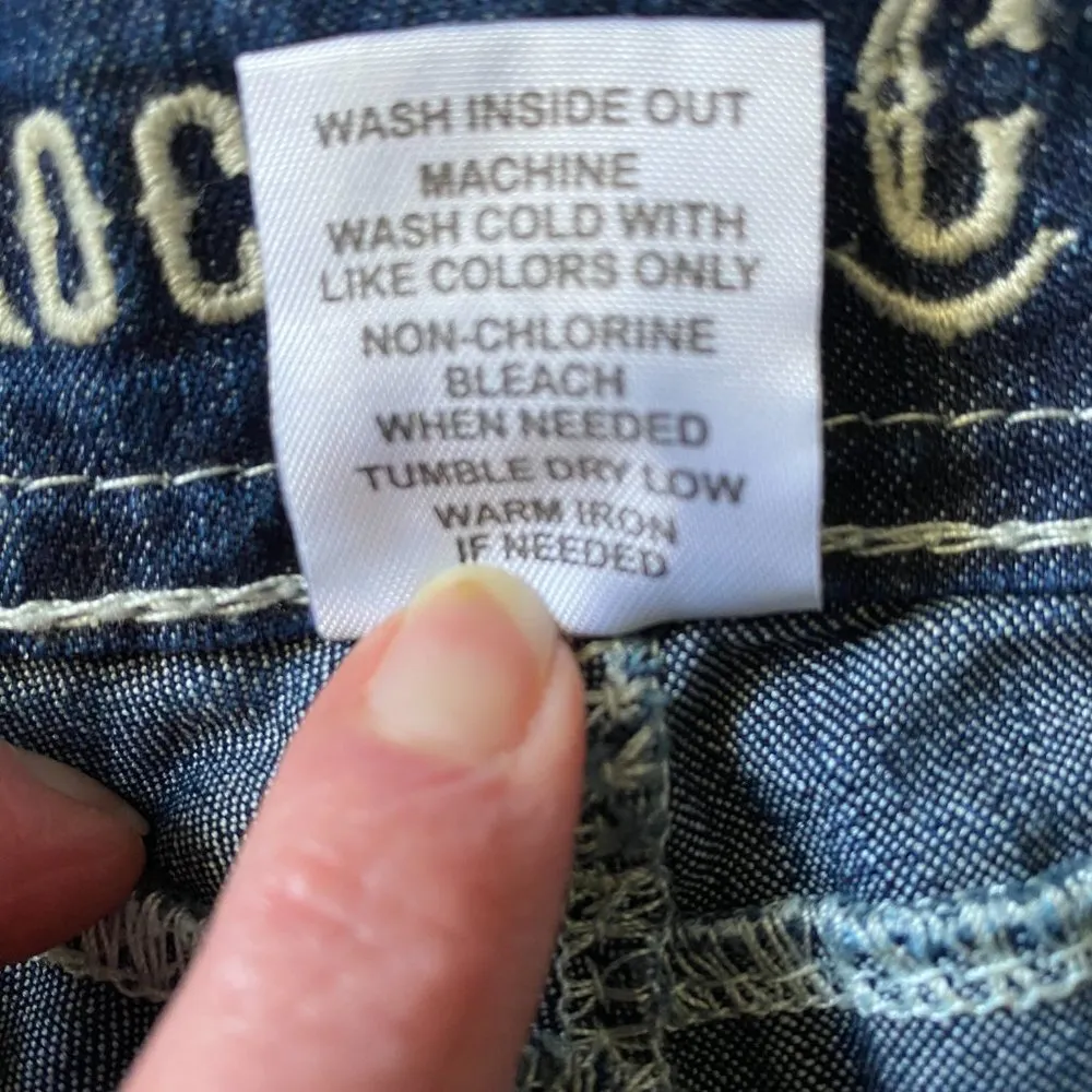 Rockin' C denim jeans women's size 26 (2) dark wash sequin bold stitching Blue - Image 15