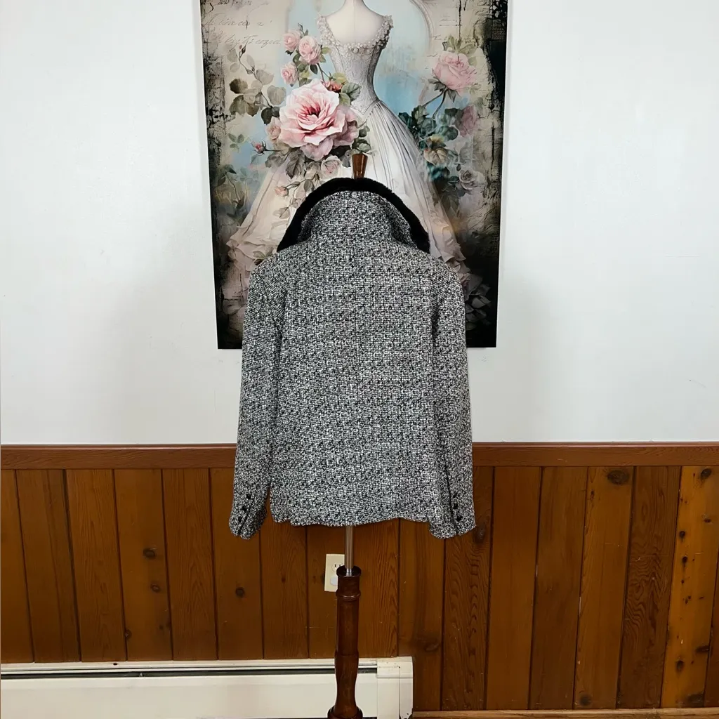 Elegant Vintage 90s Spenser Jeremy Faux Fur Trim Cropped Wool Coat! Black Size 1X - Image 6